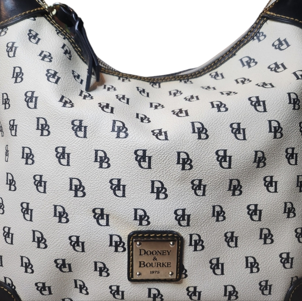 Dooney &  Bourke Signature Monogram Erica Shoulder Hobo Bag Black & White - Picture 8 of 16
